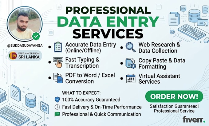 do professional data entry, typing and copy paste work