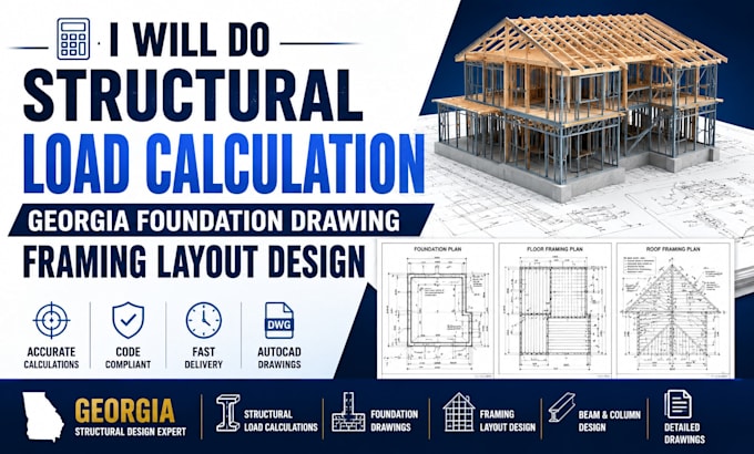do structural load calculation georgia foundation drawing framing layout design