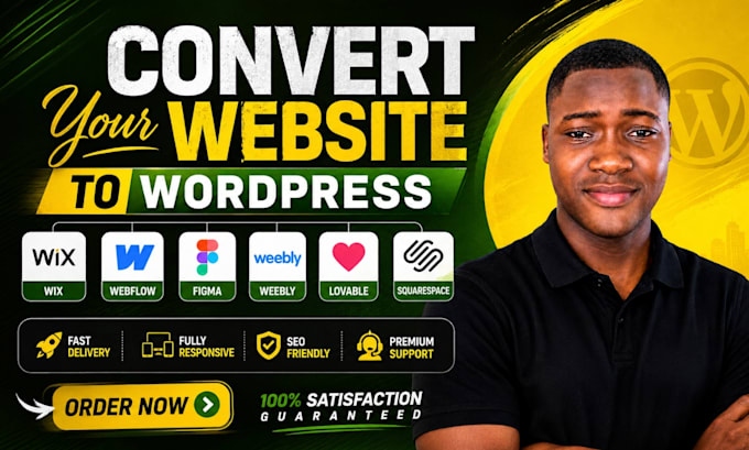 convert or clone squarespace, webflow, lovable, figma, wix to wordpress website