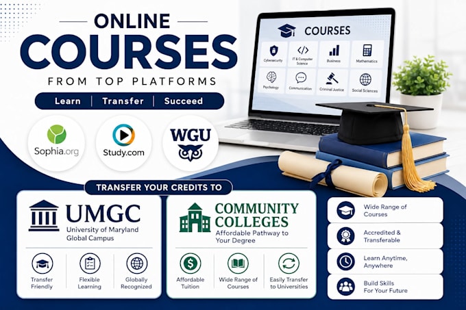 provide trainings for sophia org, study com and wgu courses