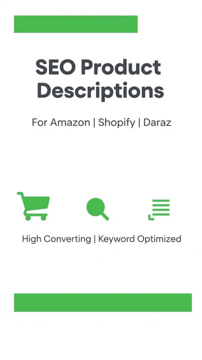 write SEO product descriptions for amazon shopify and daraz