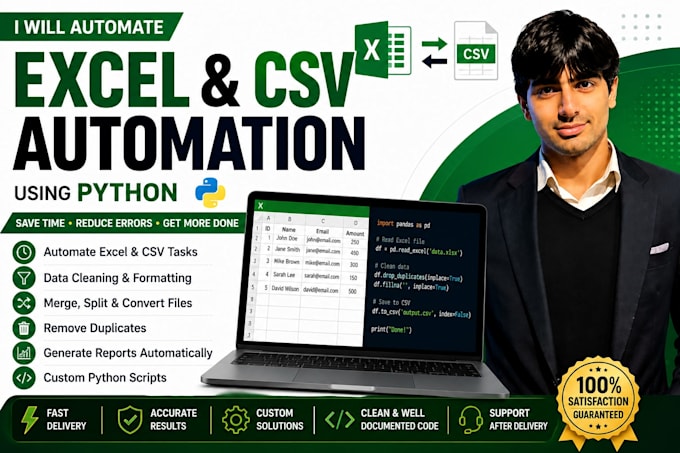 automate excel and CSV tasks using python