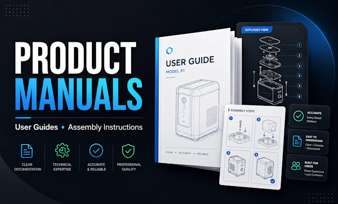create assembly instructions with exploded views and line art