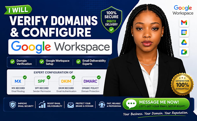 verify domains and configure google workspace mx spf dmarc dkim slack workflow