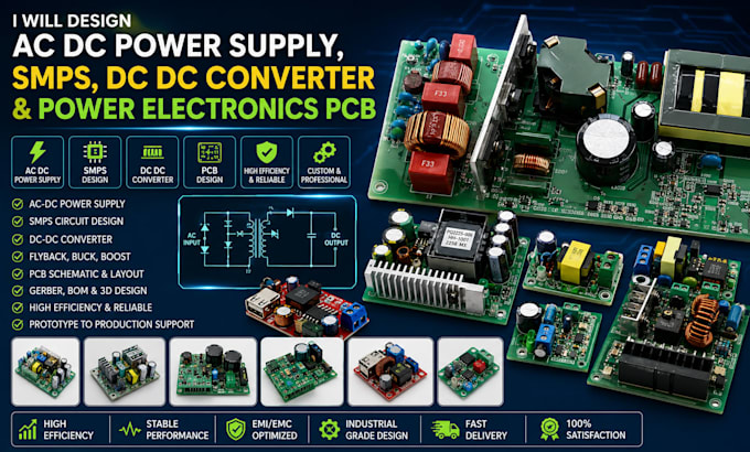 design ac dc power supply smps dc dc converter and power electronics pcb