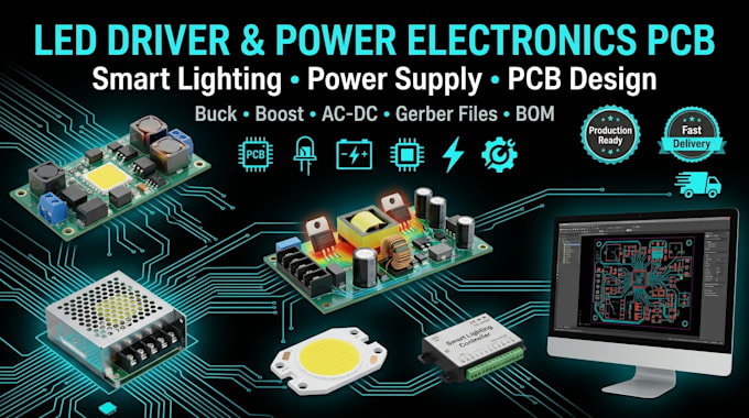 design led driver pcb, power electronics and smart lighting system