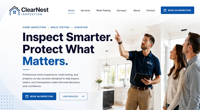 design wix home inspection website, mold testing website, surveyor website