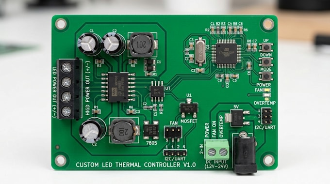 design custom led lighting pcb with temperature and fan control