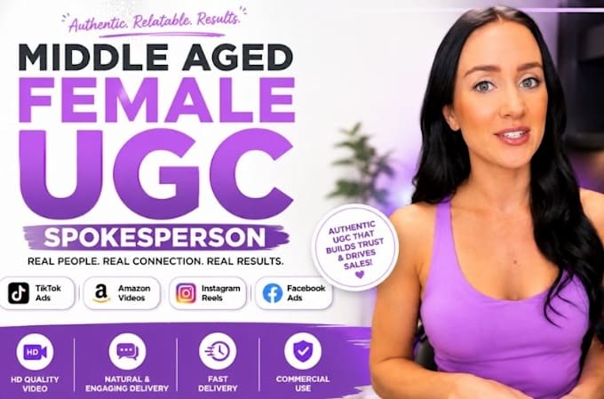 middle aged female ugc spokesperson content creator for ads