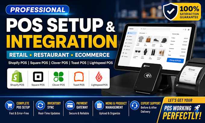 setup shopify pos square pos clover pos toast pos retail restaurant pos expert