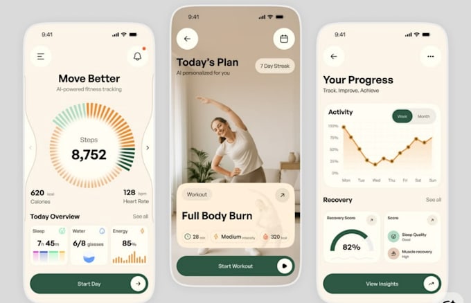 develop a professional fitness app, workout app and health app