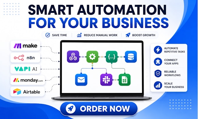 fix, setup make com automation, n8n autoamtion vapi ai, monday com crm, airtable