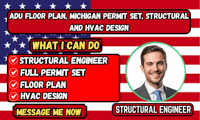 adu floor plan, michigan permit set, structural and hvac design