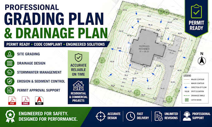 design grading plan and drainage plan for permit approval