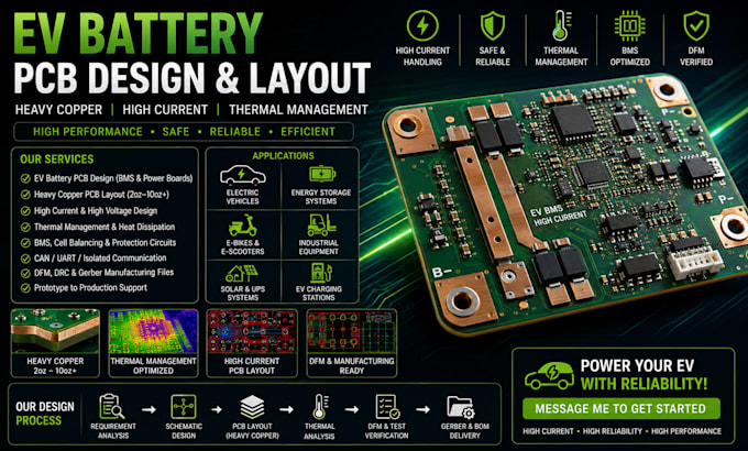 do ev battery pcb design, layout, heavy copper and thermal management