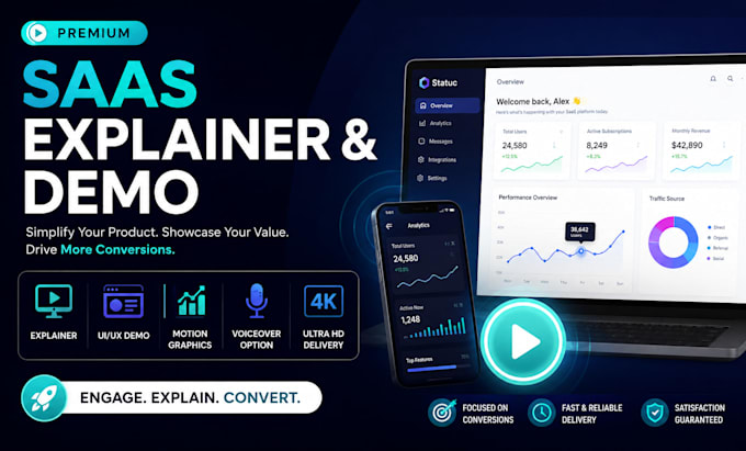 create ai saas explainer video product demo ai app promo app explainer video