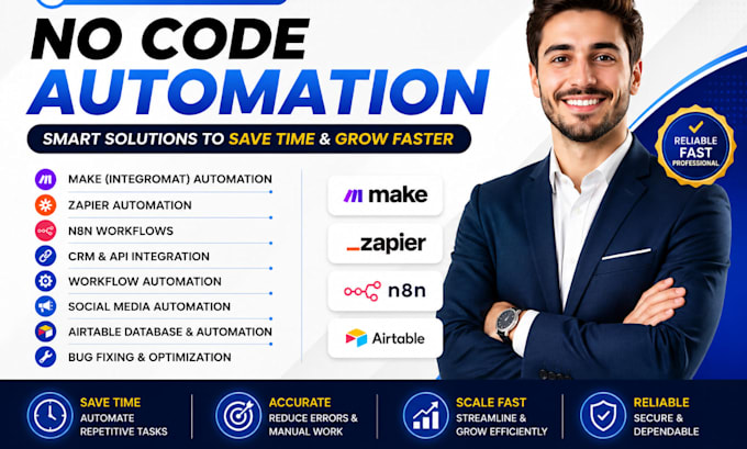 fix, setup make com automation, zapier automation, airtable database, make com
