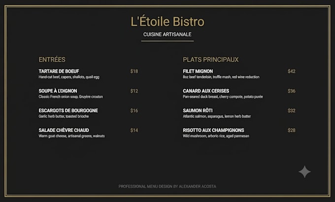 create professional custom menus for your restaurant or event