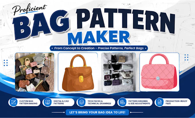 do custom tote hobo sling clutch handbag backpack sewing pattern design maker
