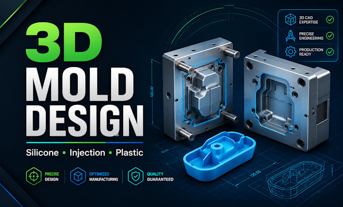 design 3d printable silicone mold, injection mold and plastic mold in solidworks
