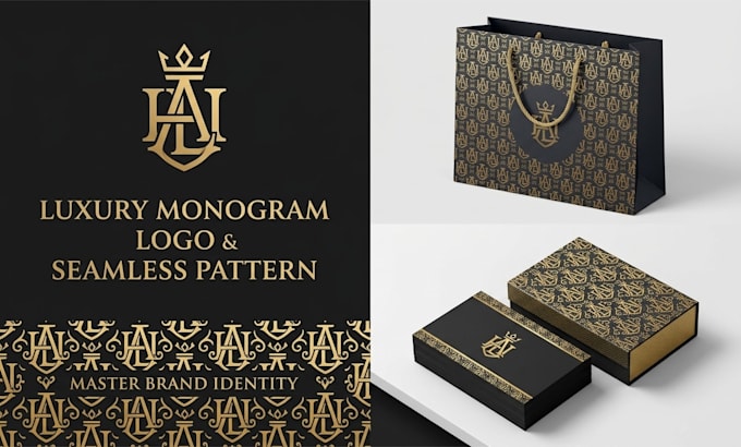 design a luxury monogram and seamless pattern for your brand