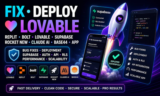 fix deploy lovable replit bolt lovable supabase rocket new claude ai base44 app