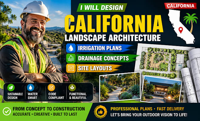 design california landscape architecture, irrigation plans, drainage concepts