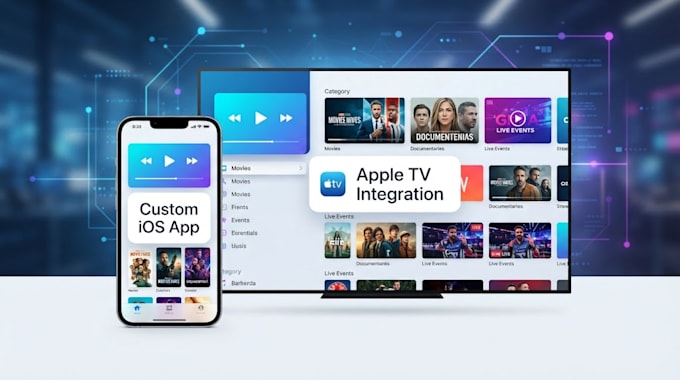 develop a custom ios streaming and media app for iphone and apple TV
