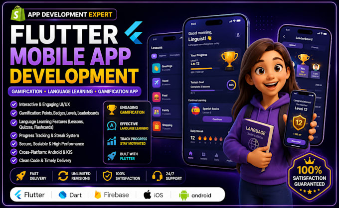 flutter mobile app development gamificacion language learning gamification app