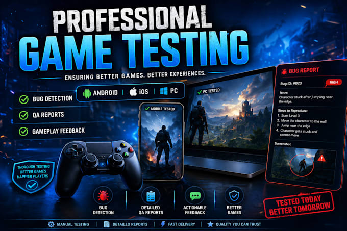 test your mobile or PC game and provide a detailed QA report