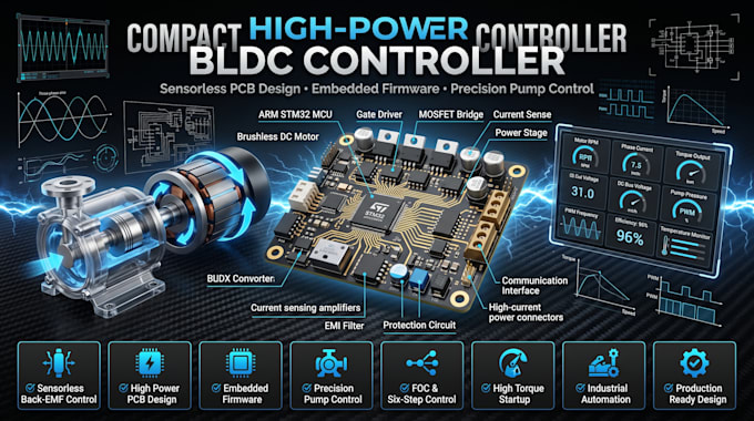 embedded sensorless bldc controller pcb for precision pump and motor application