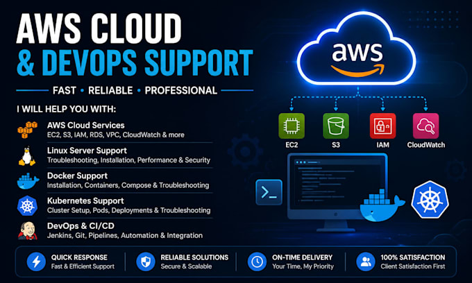 troubleshoot AWS cloud, linux, docker and kubernetes issues