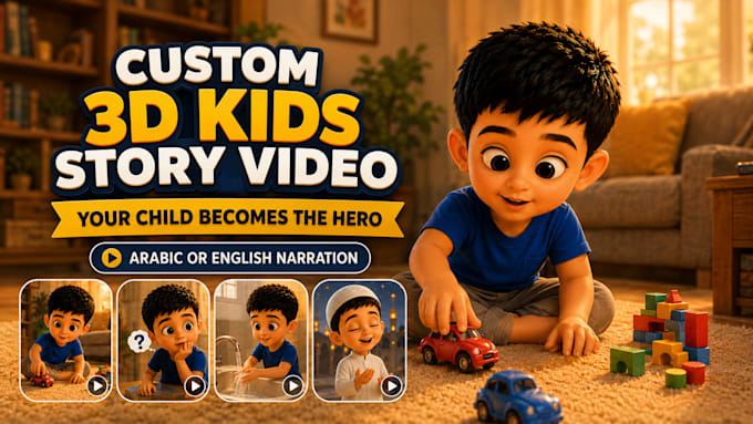 create a custom 3d animated kids story video