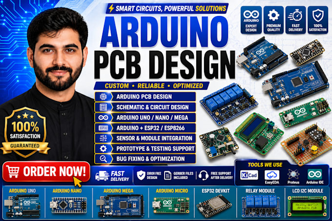 do pcb design, hardware prototyping, schematic, esp32, esp8266,stm32 and arduino