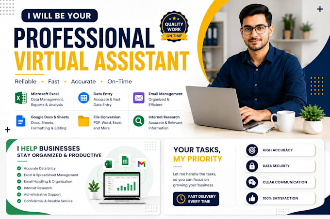 be your professional virtual assistant for data entry and web research