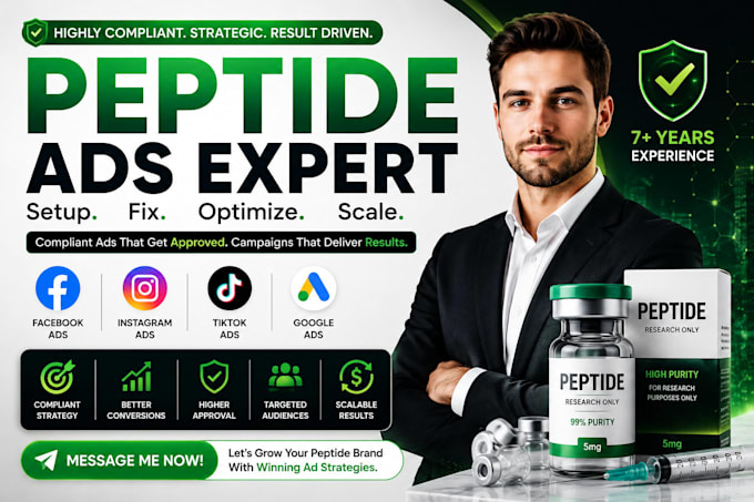 fix peptide ads issues, compliant peptide ads on facebook instagram and tiktok