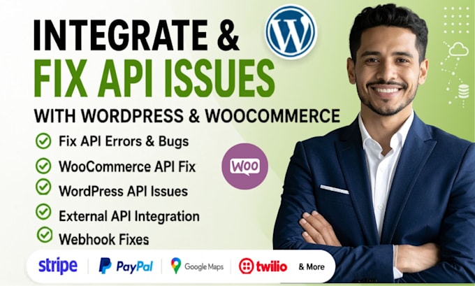 integrate external api with wordpress sites, woocommerce api and fix api issues