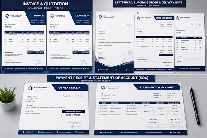 create invoices, quotations, po and letterheads