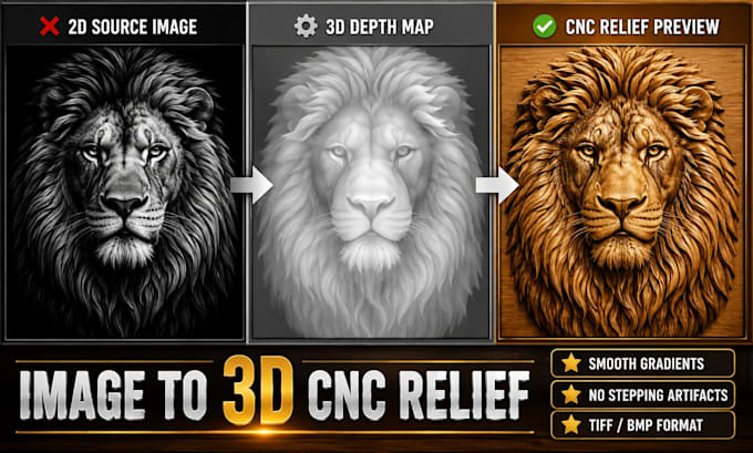create 3d depth map grayscale image for cnc router relief