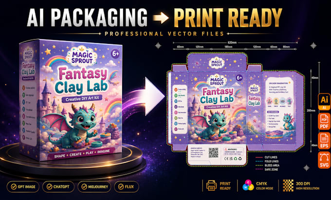 convert ai packaging design into print ready box and label files