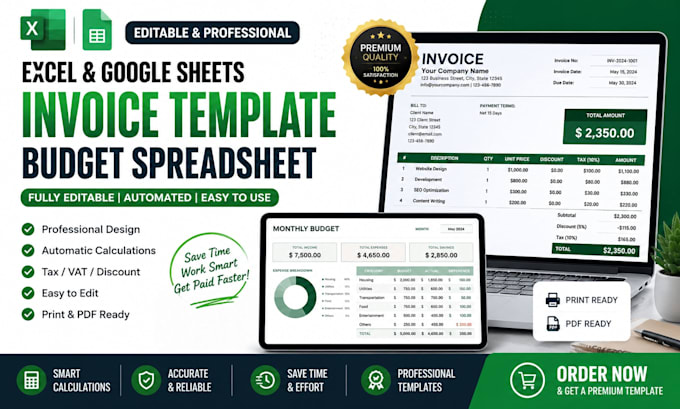 design editable excel google sheets budget spreadsheet invoice template