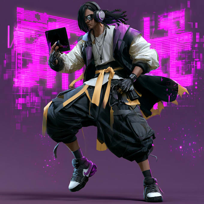 cyberpunk hacker character art