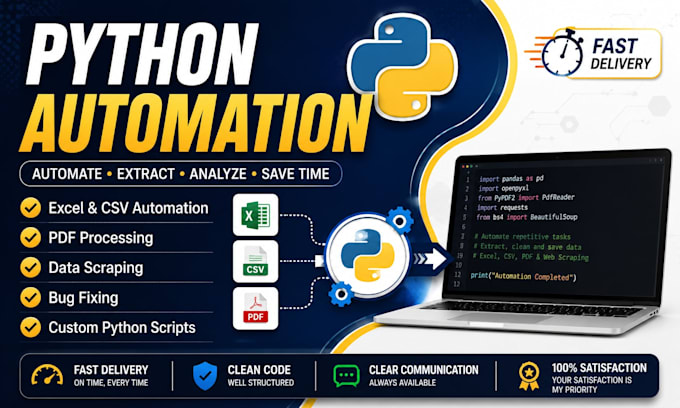 automate excel, CSV, PDF, and repetitive tasks using python