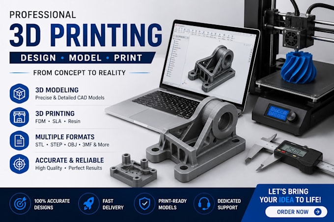 design 3d printable model and cad files for 3d printing