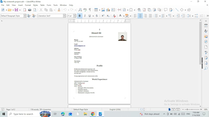 edit resume and CV