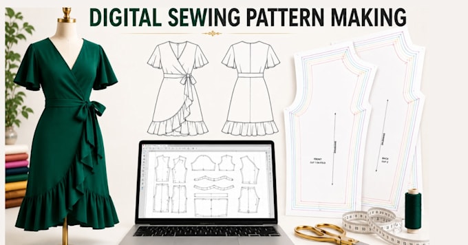 be your clothing sewing pattern maker, pattern grading, garment drafting in PDF