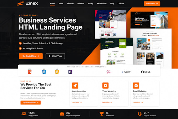 design a stunning HTML landing page or HTML static website