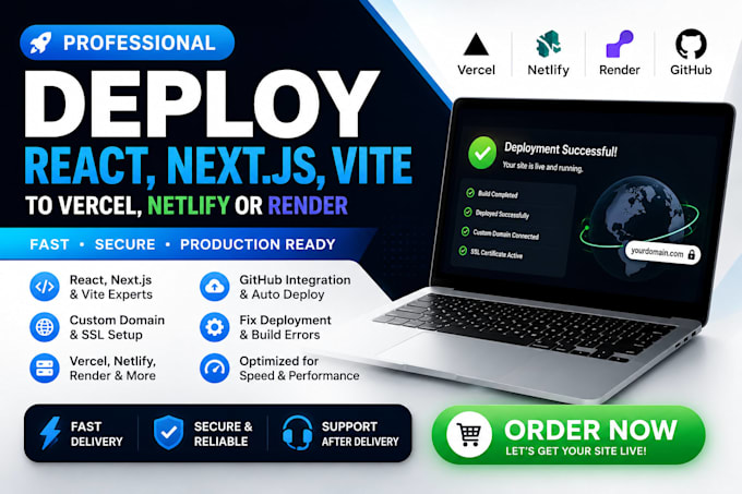 deploy your react, next js or vite website to vercel, netlify or render