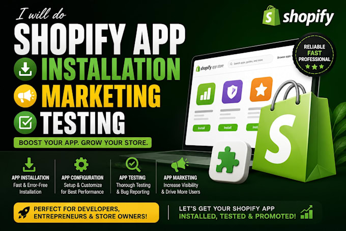 do shopify app installation shopify app marketing shopify app testing