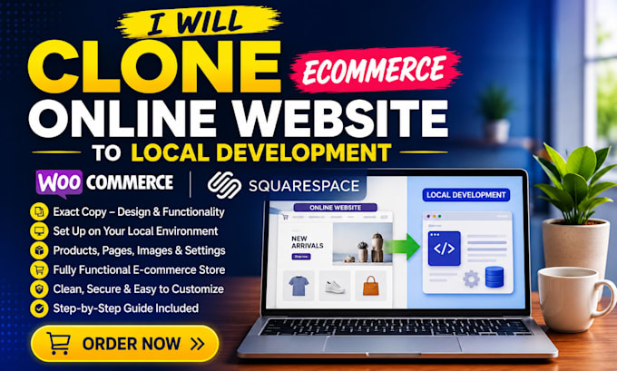 do clone ecommerce online woocommerce squarespace website to local development